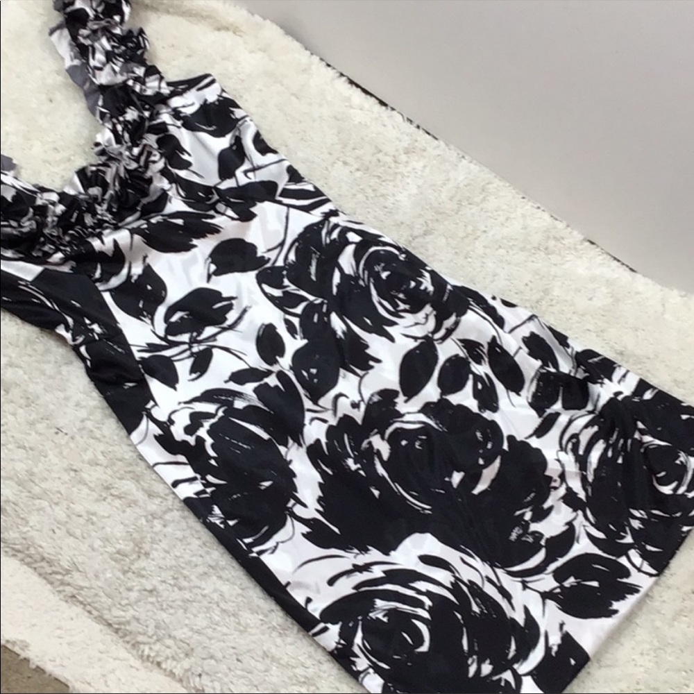 White House Black Market Flower Ruffled Dress